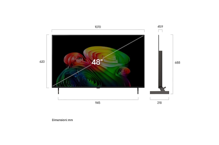 Immagine dimensioni TV OLED48B6ELC 2026